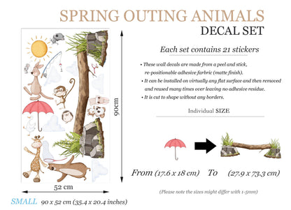 Spring Adventure Animals Wall Art - Koala, Giraffe, Bear, and Playful Puppies - Cute Cartoon Wall Art for Kids' Rooms - BR498