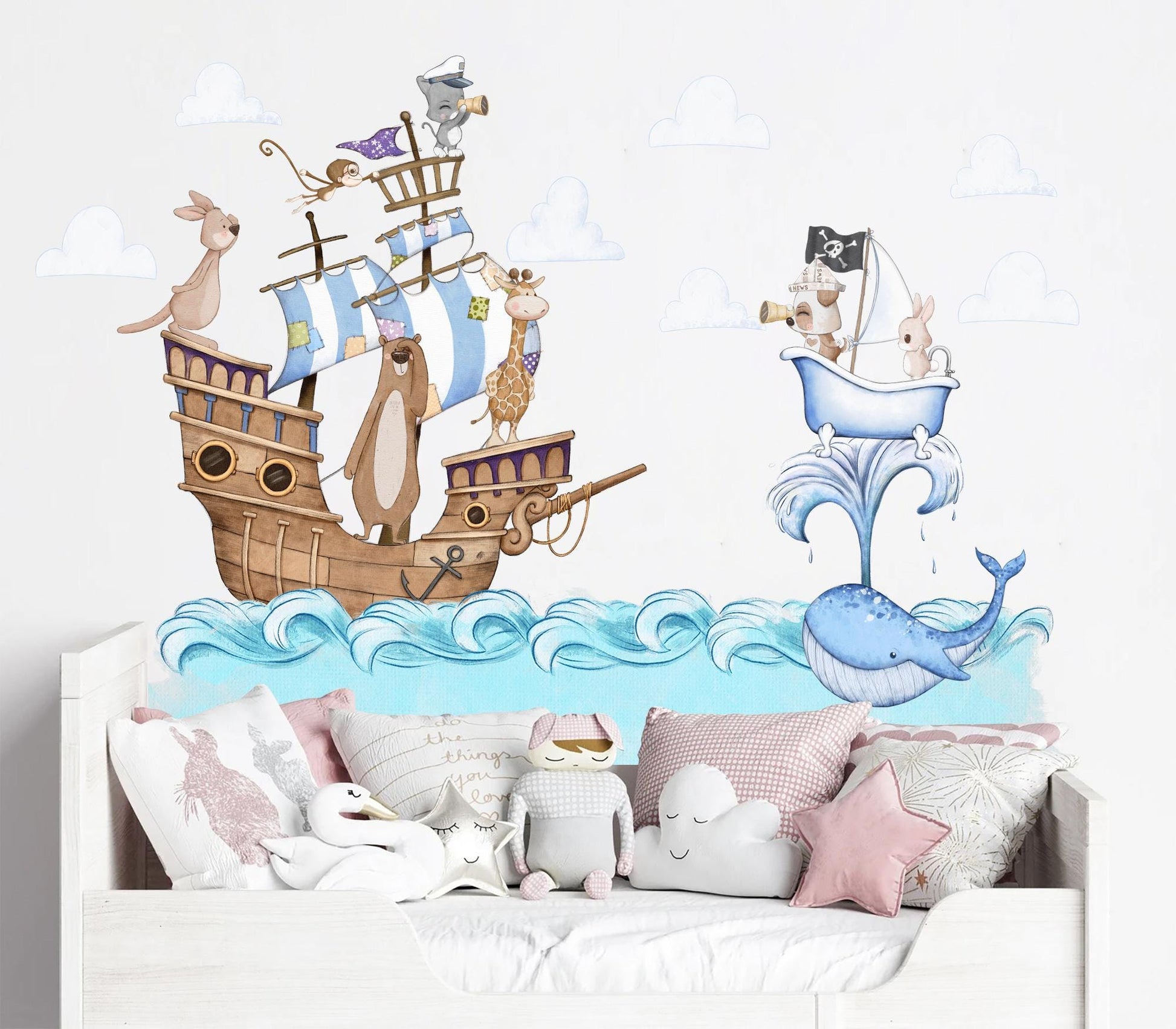 Noah's Ark Adventure with Animals & Pirates - Cartoon Wall Decals for Kids - BR492