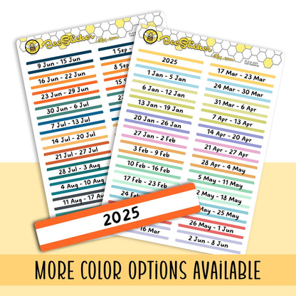 2025 Weekly Dated Stickers