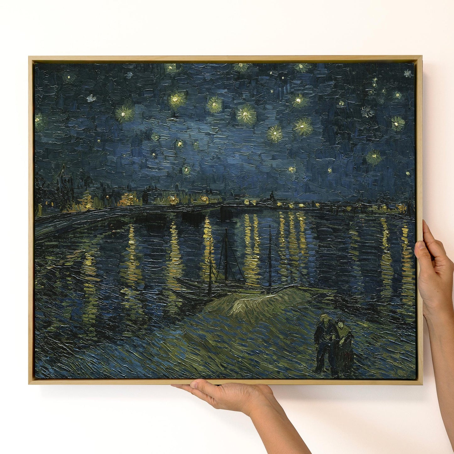 Van Gogh Starry Night Canvas – Museum Quality Wall Art – Famous Painting Reproduction – Blue Swirl Sky Art for Home or Office