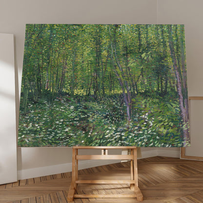 Van Gogh Trees and Undergrowth Canvas – Forest Art Reproduction – Museum Quality Wall Decor – Nature Green Print for Living Room
