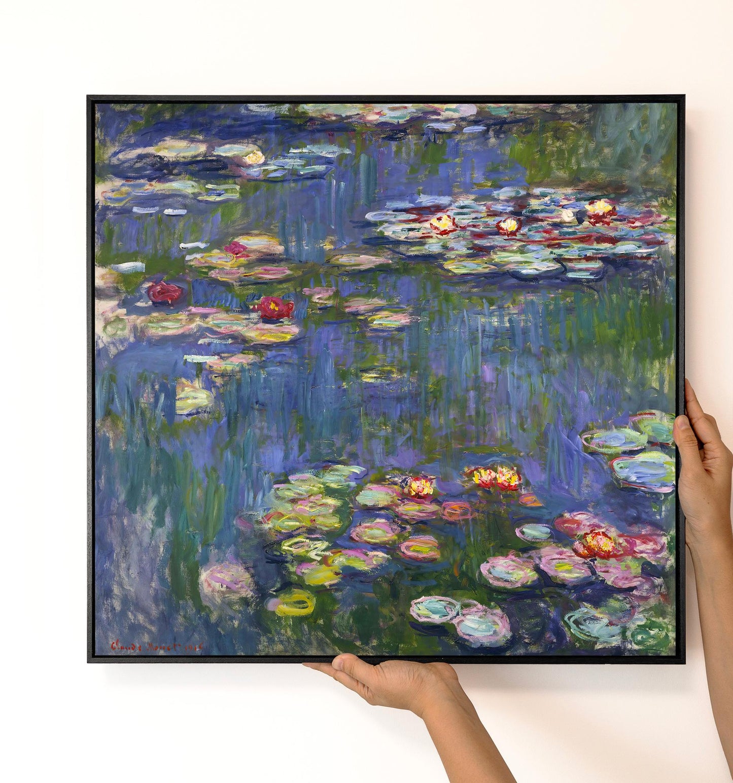 Monet Classic Water Lilies Canvas – Impressionist Floral Wall Art – Museum Quality Pond Painting Reproduction for Living Room Decor