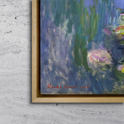 Monet Classic Water Lilies Canvas – Impressionist Floral Wall Art – Museum Quality Pond Painting Reproduction for Living Room Decor