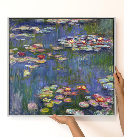 Monet Classic Water Lilies Canvas – Impressionist Floral Wall Art – Museum Quality Pond Painting Reproduction for Living Room Decor