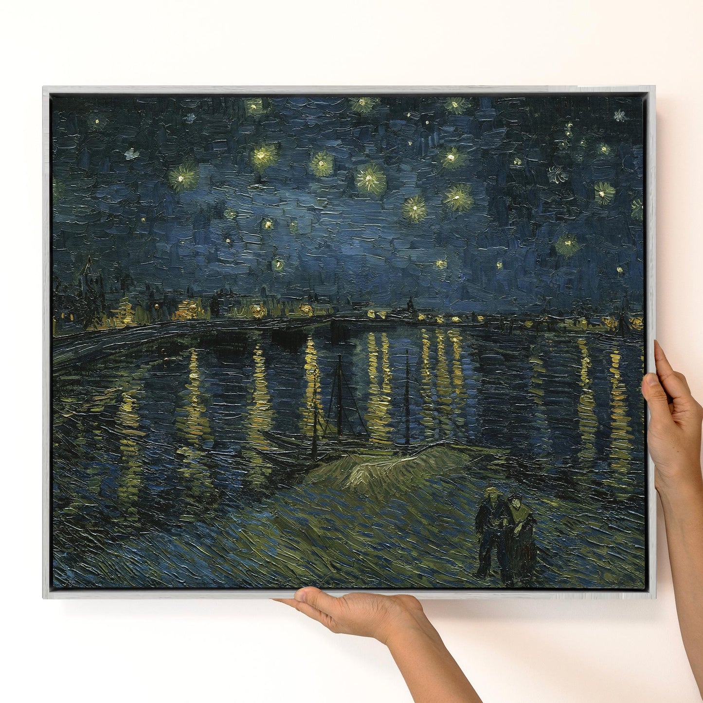 Van Gogh Starry Night Canvas – Museum Quality Wall Art – Famous Painting Reproduction – Blue Swirl Sky Art for Home or Office