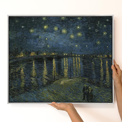 Van Gogh Starry Night Canvas – Museum Quality Wall Art – Famous Painting Reproduction – Blue Swirl Sky Art for Home or Office