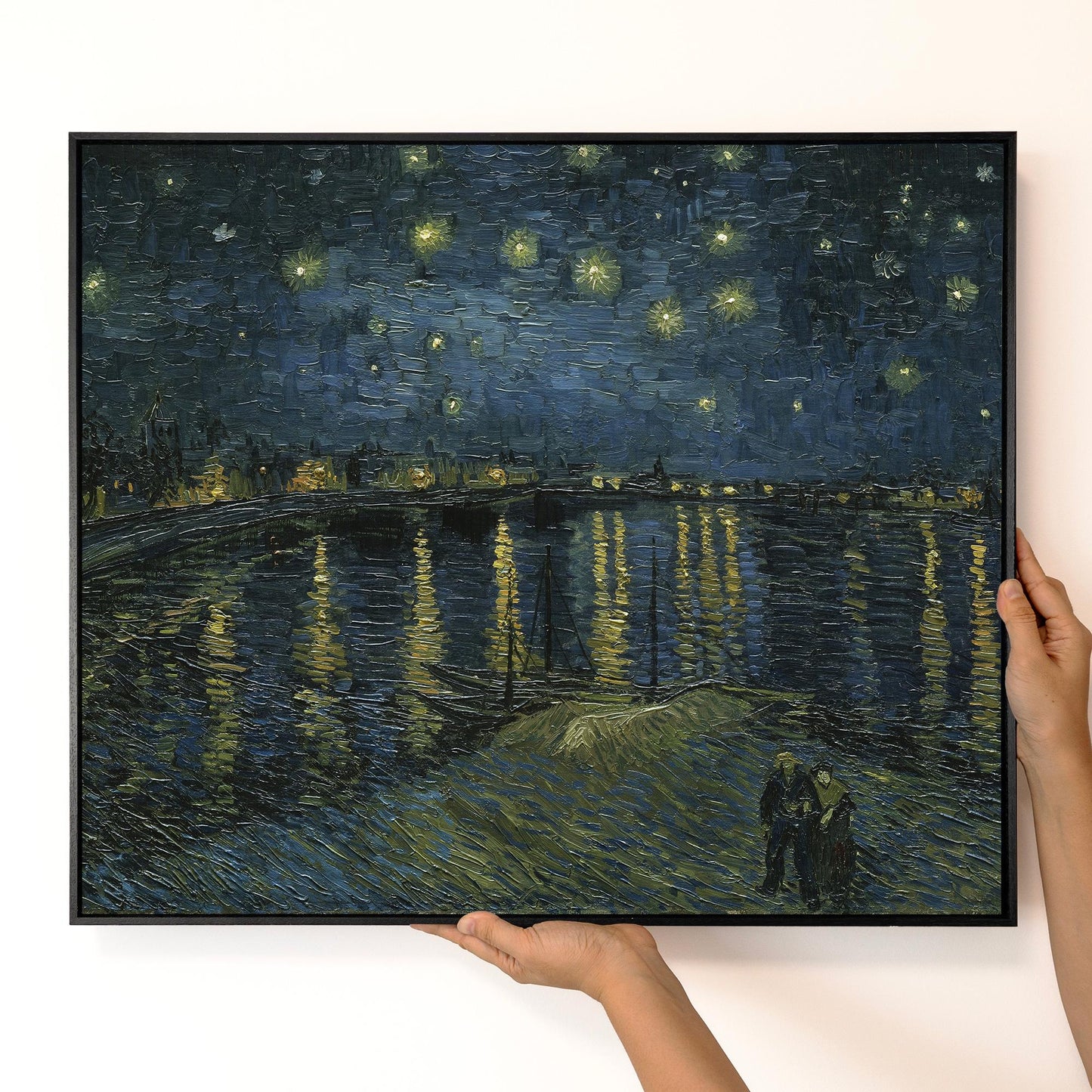 Van Gogh Starry Night Canvas – Museum Quality Wall Art – Famous Painting Reproduction – Blue Swirl Sky Art for Home or Office