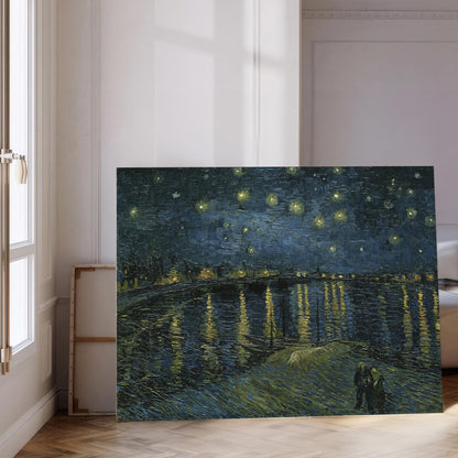 Van Gogh Starry Night Canvas – Museum Quality Wall Art – Famous Painting Reproduction – Blue Swirl Sky Art for Home or Office