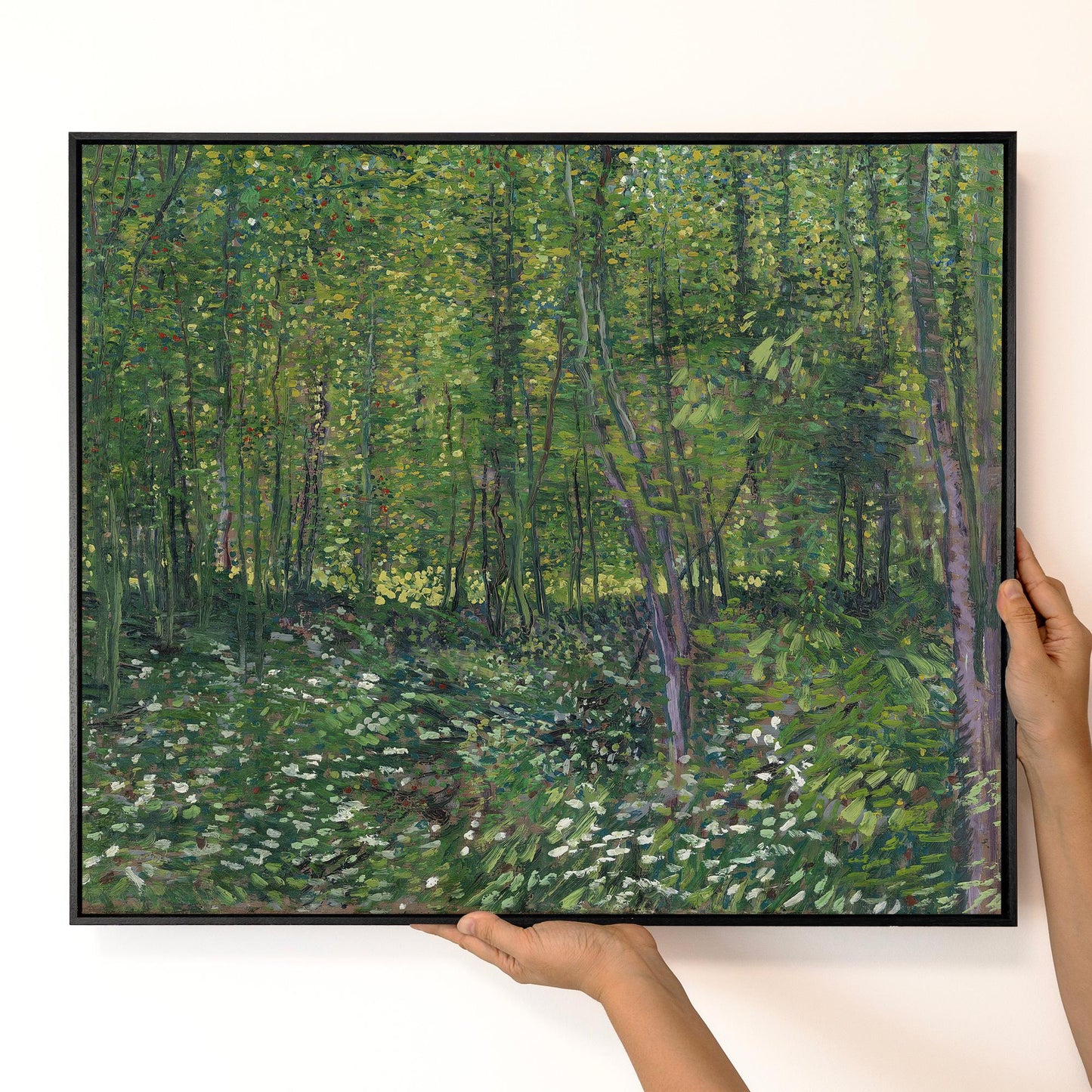 Van Gogh Trees and Undergrowth Canvas – Forest Art Reproduction – Museum Quality Wall Decor – Nature Green Print for Living Room