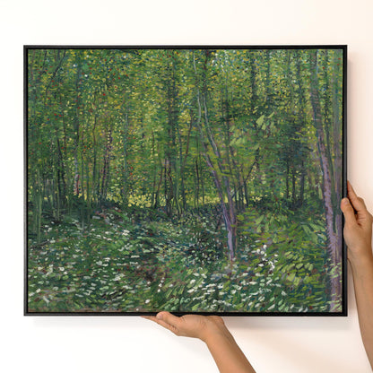 Van Gogh Trees and Undergrowth Canvas – Forest Art Reproduction – Museum Quality Wall Decor – Nature Green Print for Living Room