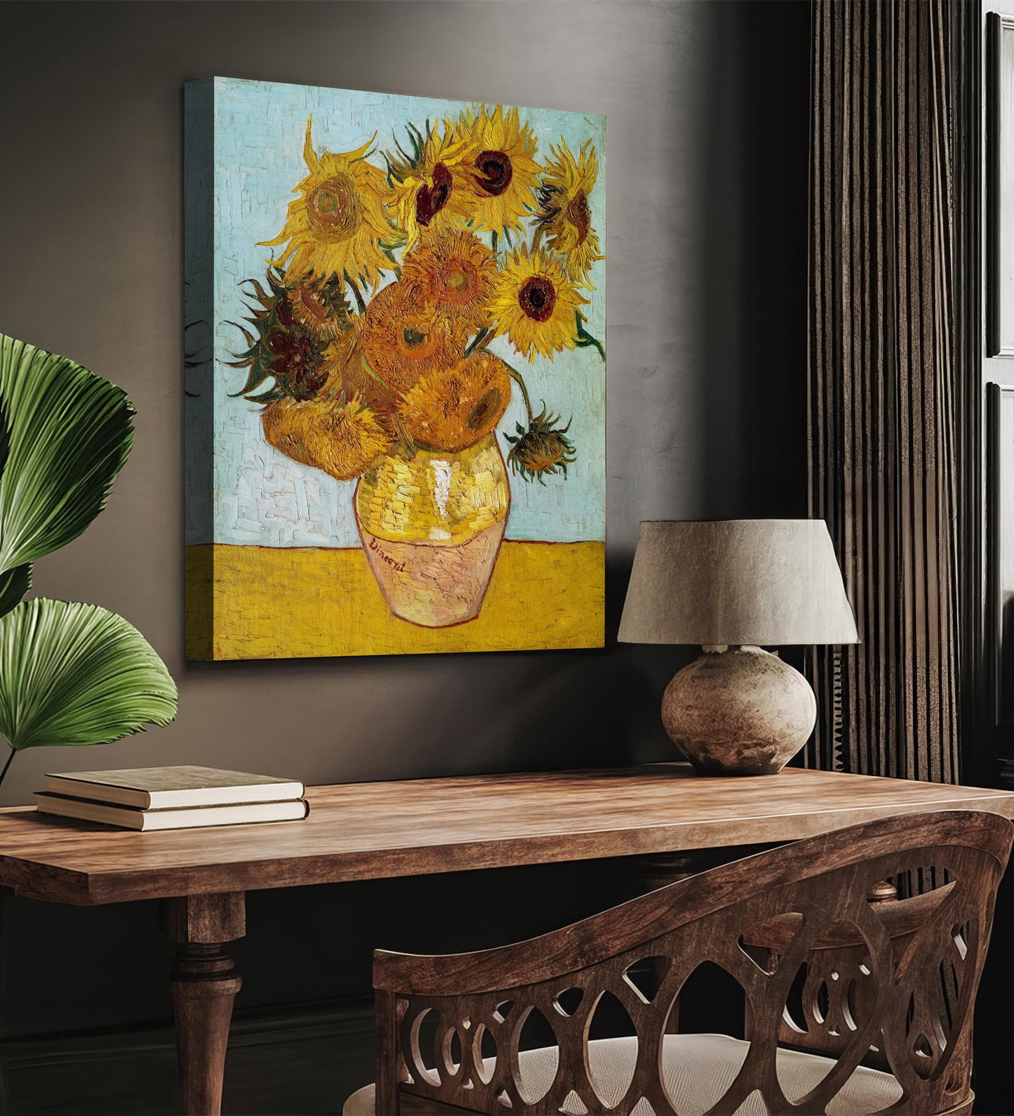 Van Gogh Sunflowers Canvas – Museum Quality Floral Wall Art – Yellow Flower Reproduction for Kitchen, Bedroom or Living Room Decor
