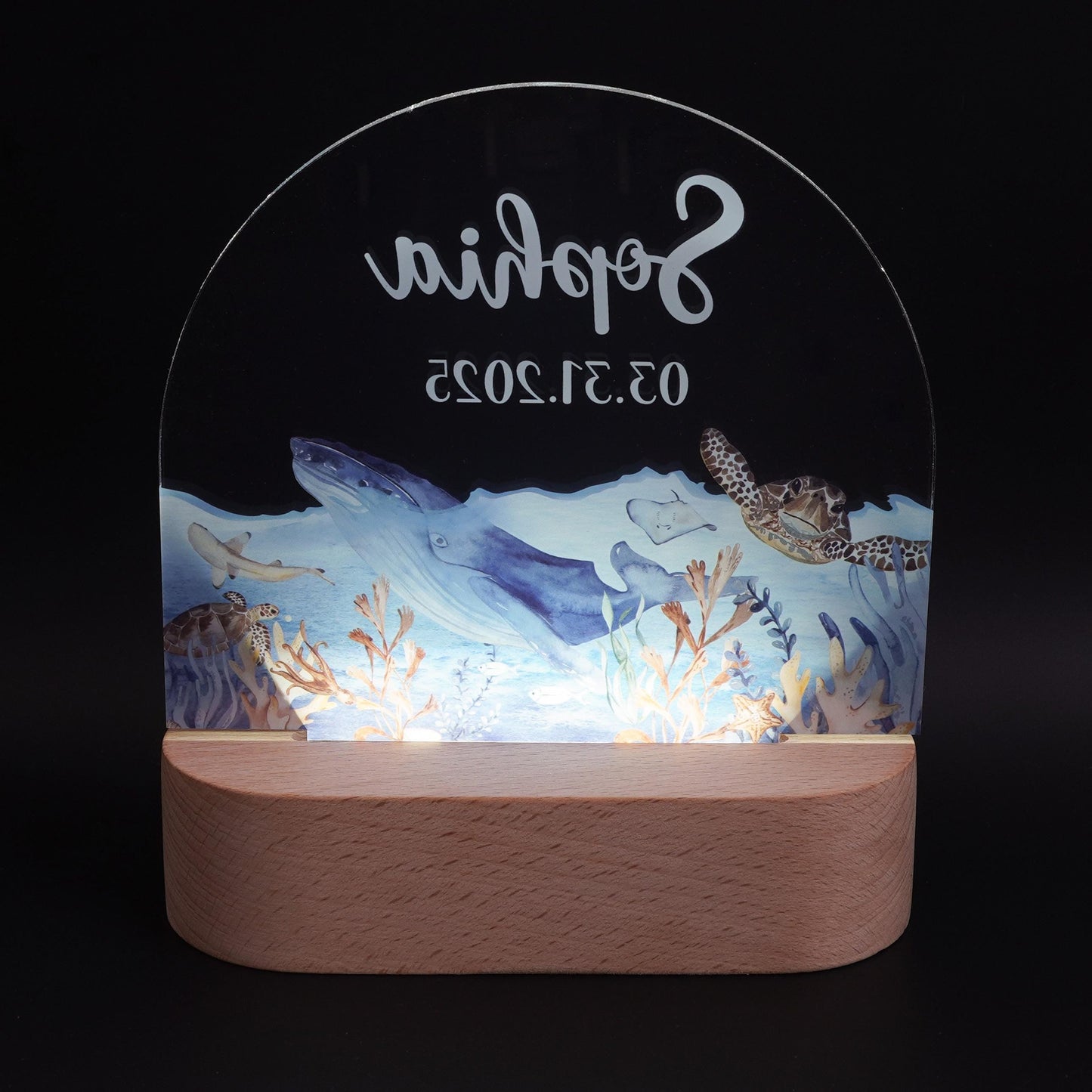 Custom Baby Name Ocean Whale Night Light