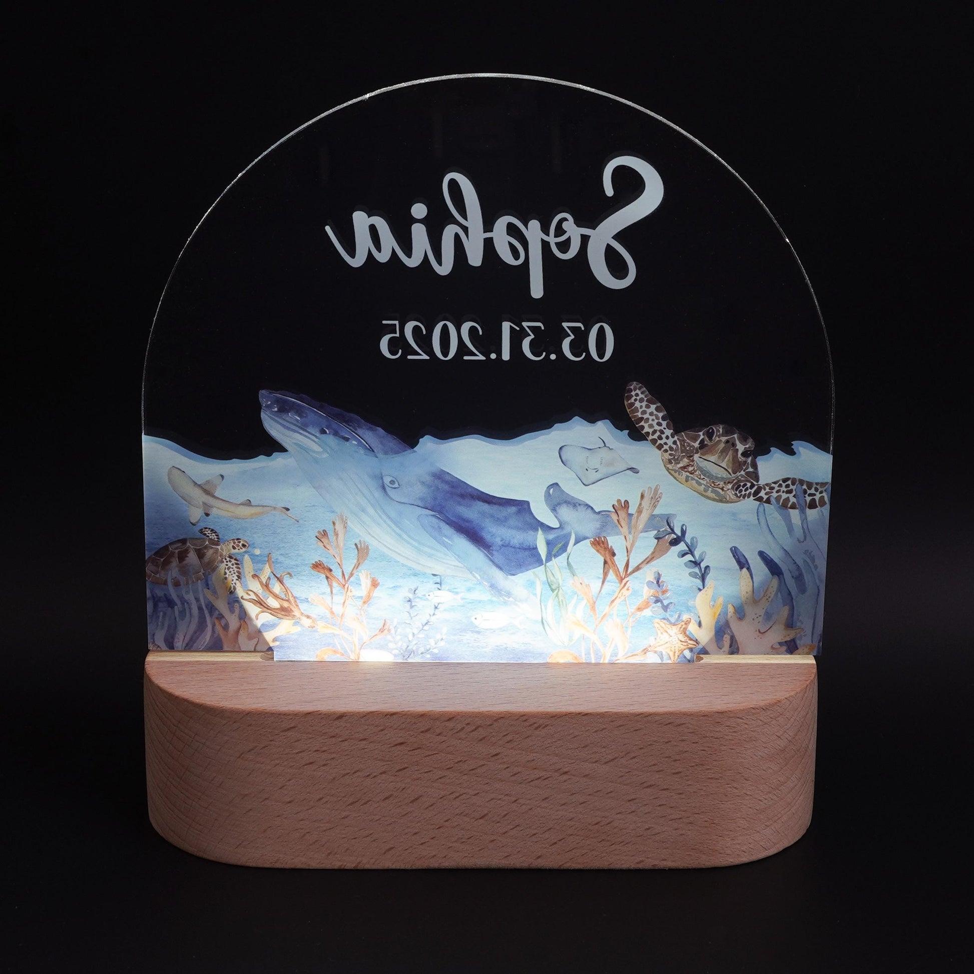 Custom Baby Name Ocean Whale Night Light