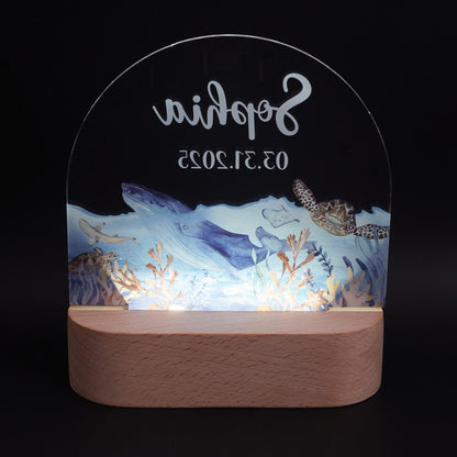 Custom Baby Name Ocean Whale Night Light