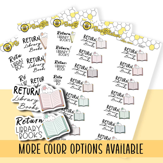 Return Library Books Planner Stickers| Choose from 2 fonts and multiple colors | Planner Stickers |SC003