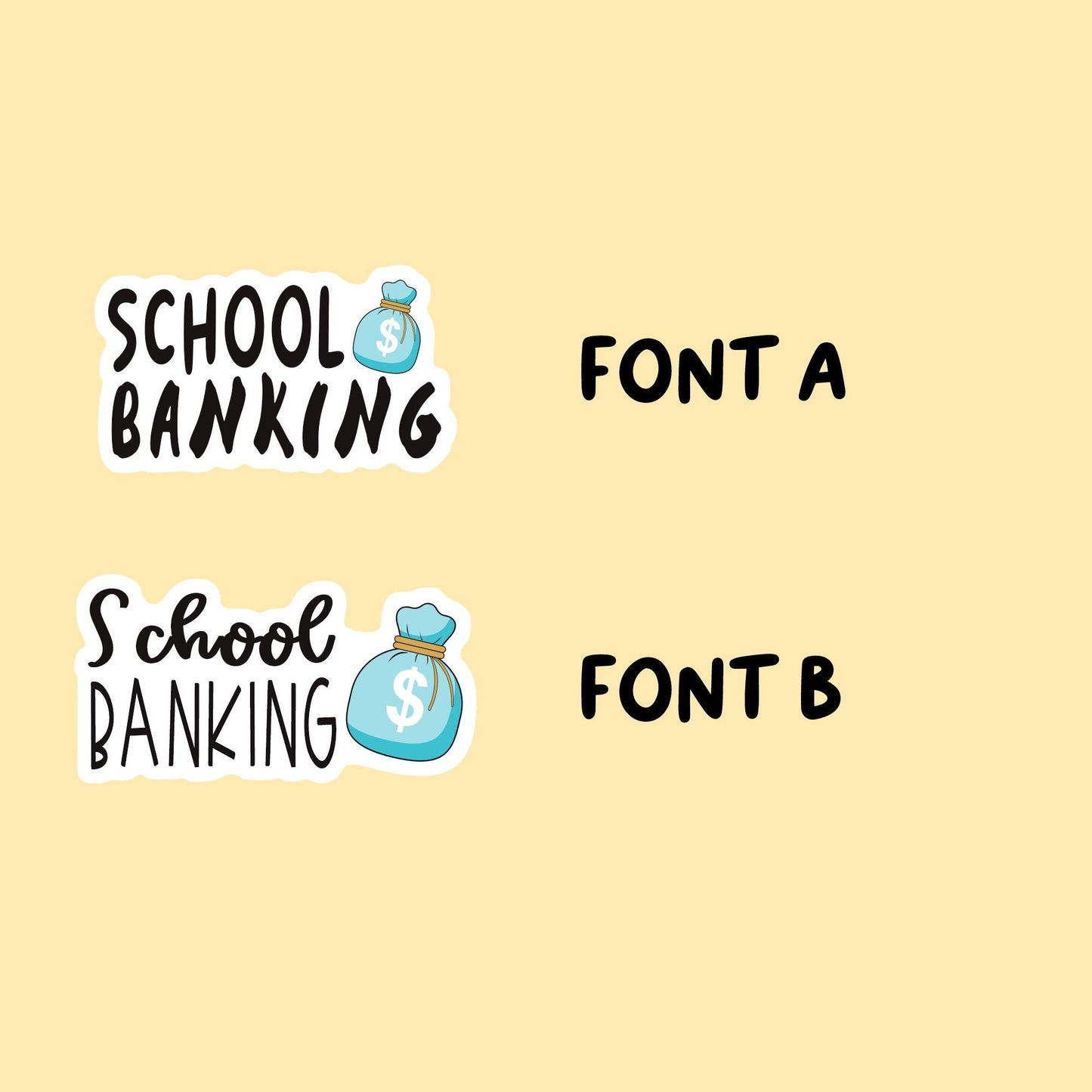 School Banking Planner Stickers | Choose from 2 fonts and multiple colors | Planner Stickers |SC010