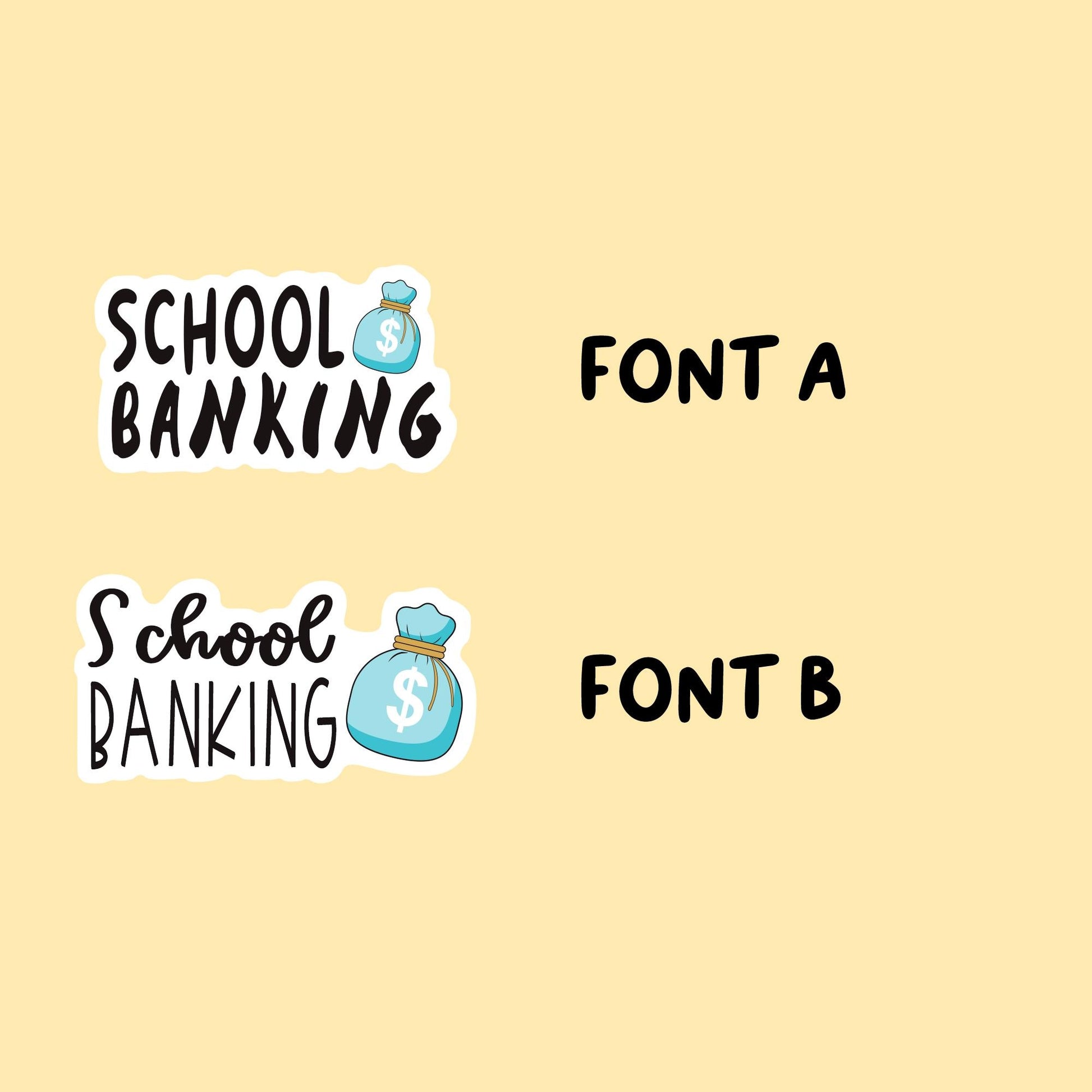 School Banking Planner Stickers | Choose from 2 fonts and multiple colors | Planner Stickers |SC010