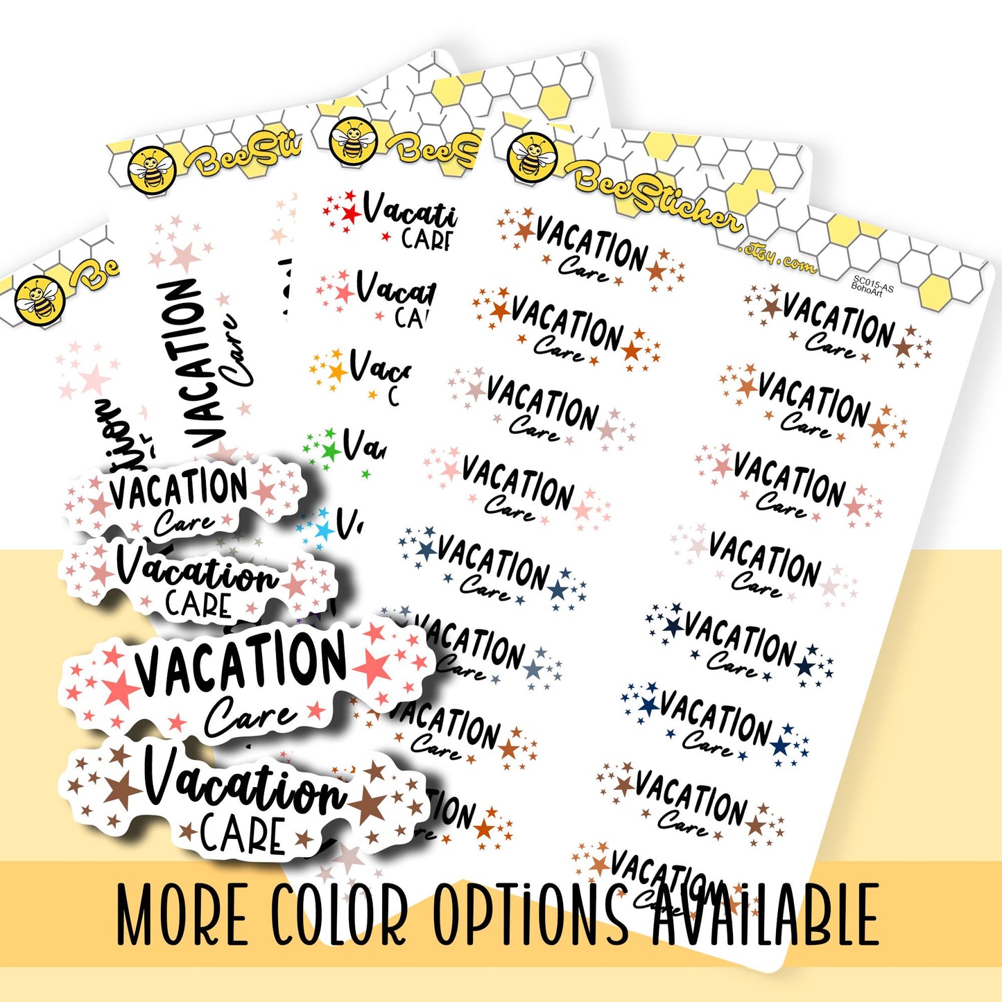 Vacation Care Planner Stickers | Choose from 2 fonts and multiple colors | Planner Stickers |SC015