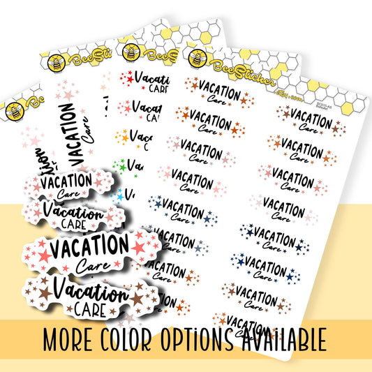 Vacation Care Planner Stickers | Choose from 2 fonts and multiple colors | Planner Stickers |SC015