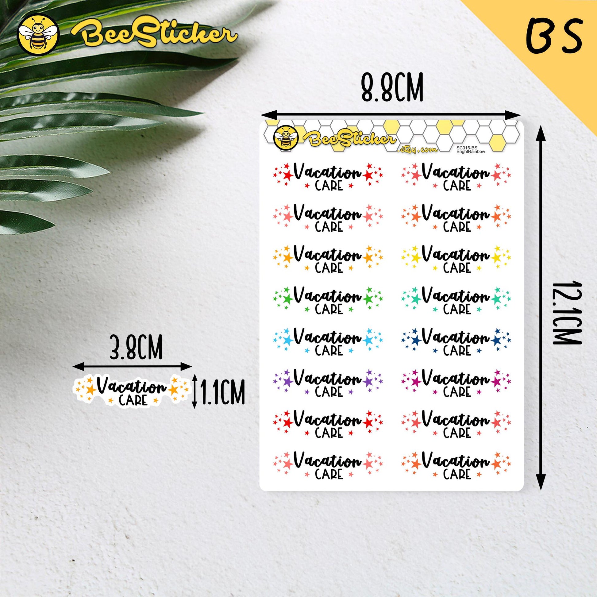 Vacation Care Planner Stickers | Choose from 2 fonts and multiple colors | Planner Stickers |SC015