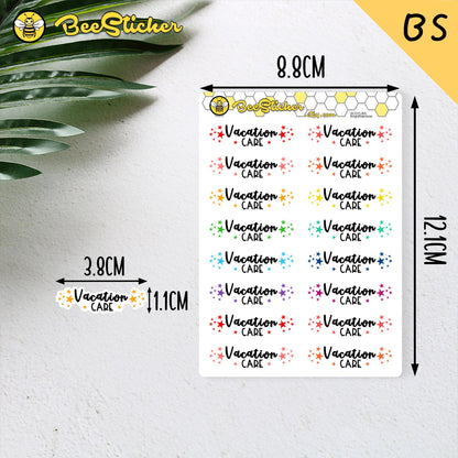 Vacation Care Planner Stickers | Choose from 2 fonts and multiple colors | Planner Stickers |SC015