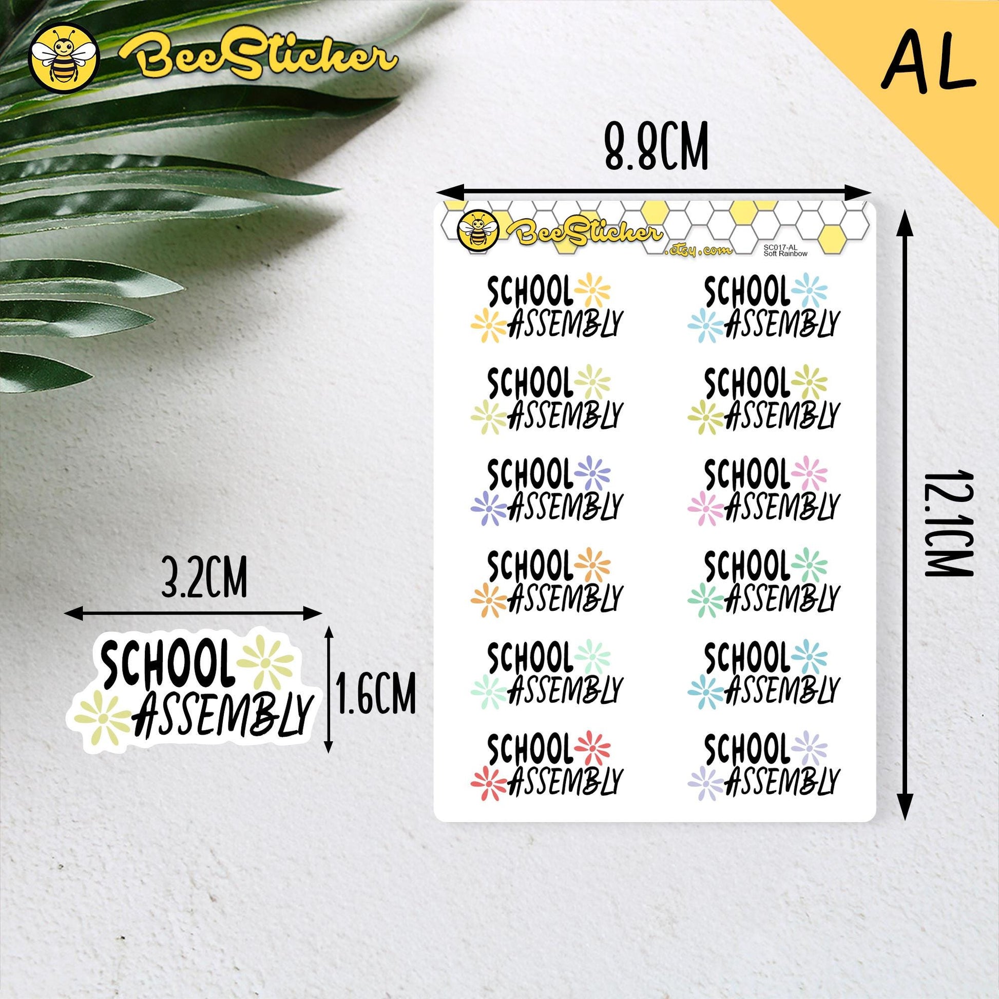 School Assembly Planner Stickers | Choose from 2 fonts and multiple colors | Planner Stickers |SC017
