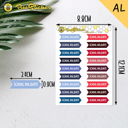 School Holidays Planner Stickers | Choose from 2 fonts and multiple colors | Planner Stickers |SC018