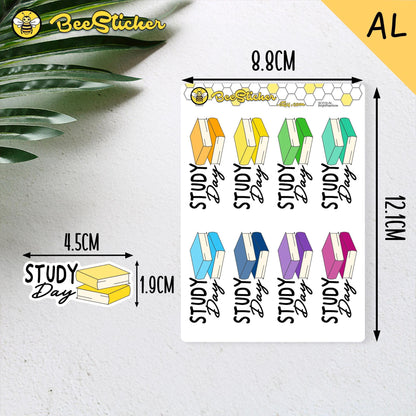Study Day Planner Stickers | Choose from 2 fonts and multiple colors | Planner Stickers |SC019