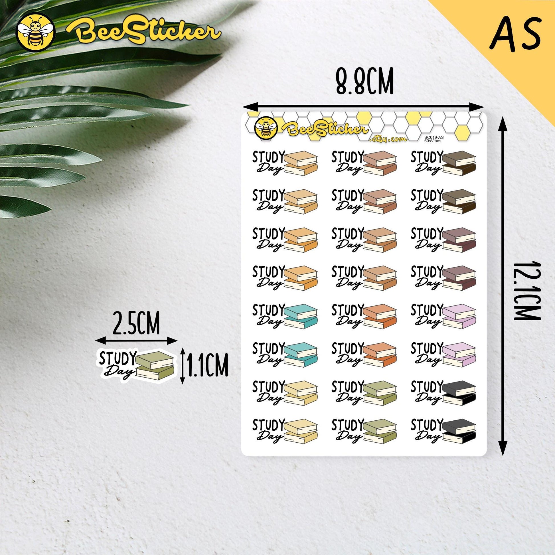 Study Day Planner Stickers | Choose from 2 fonts and multiple colors | Planner Stickers |SC019