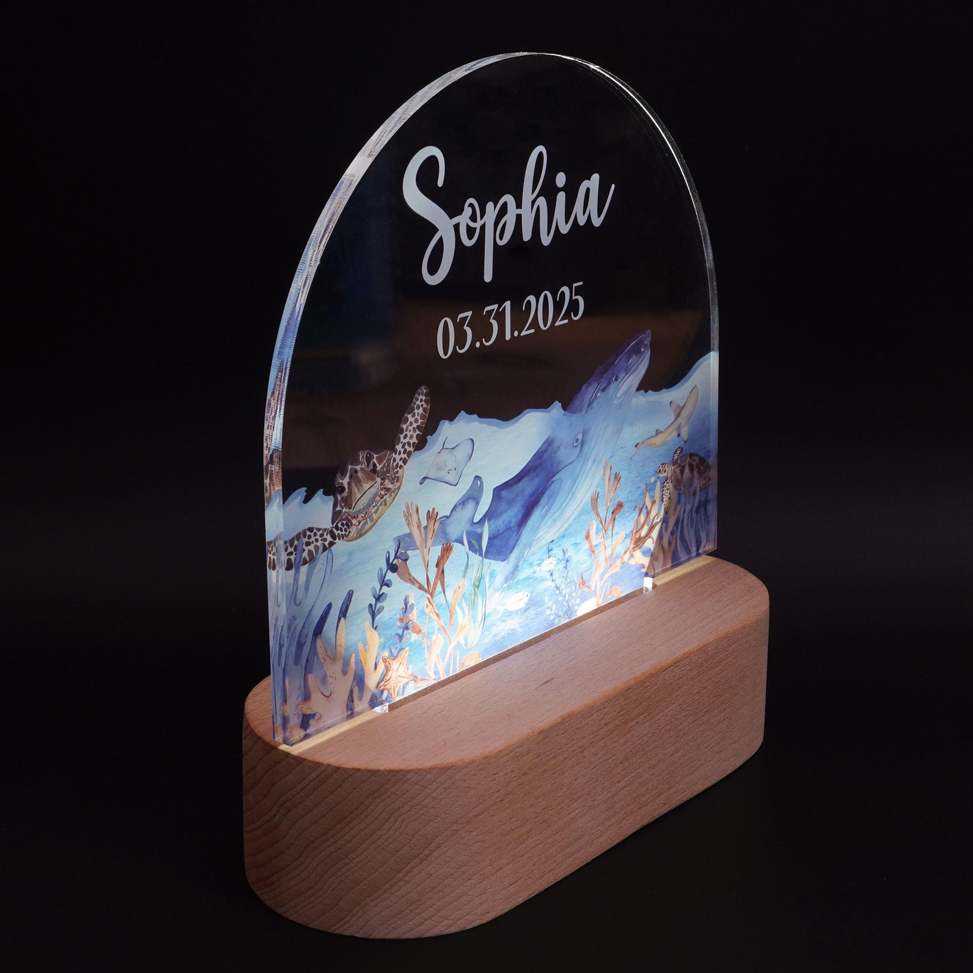 Custom Baby Name Ocean Whale Night Light