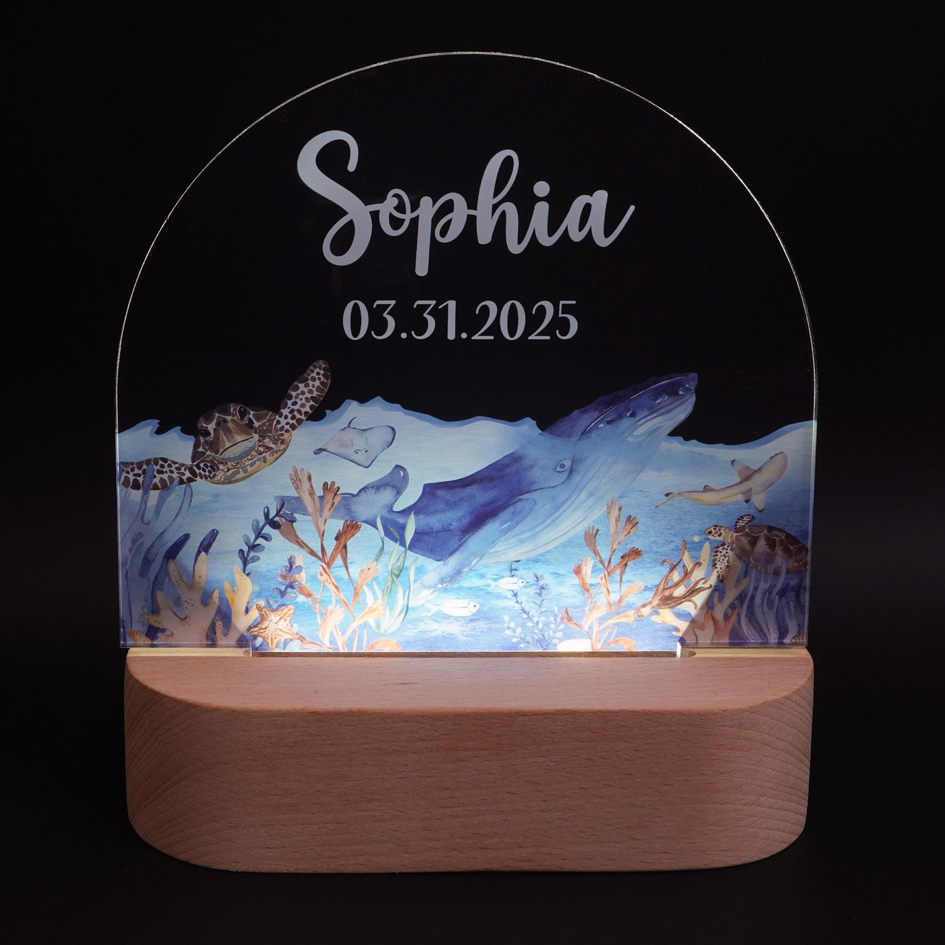 Custom Baby Name Ocean Whale Night Light