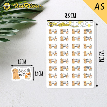 Vet Visit - Dog or Cat Planner Stickers | Choose from 2 shapes and multiple colors | Planner Stickers |PE004