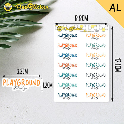 Playground Duty Planner Stickers | Choose from 2 fonts and multiple colors | Planner Stickers |SC005