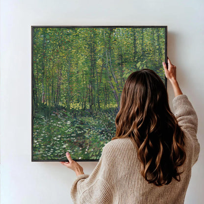 Van Gogh Trees and Undergrowth Canvas – Forest Art Reproduction – Museum Quality Wall Decor – Nature Green Print for Living Room