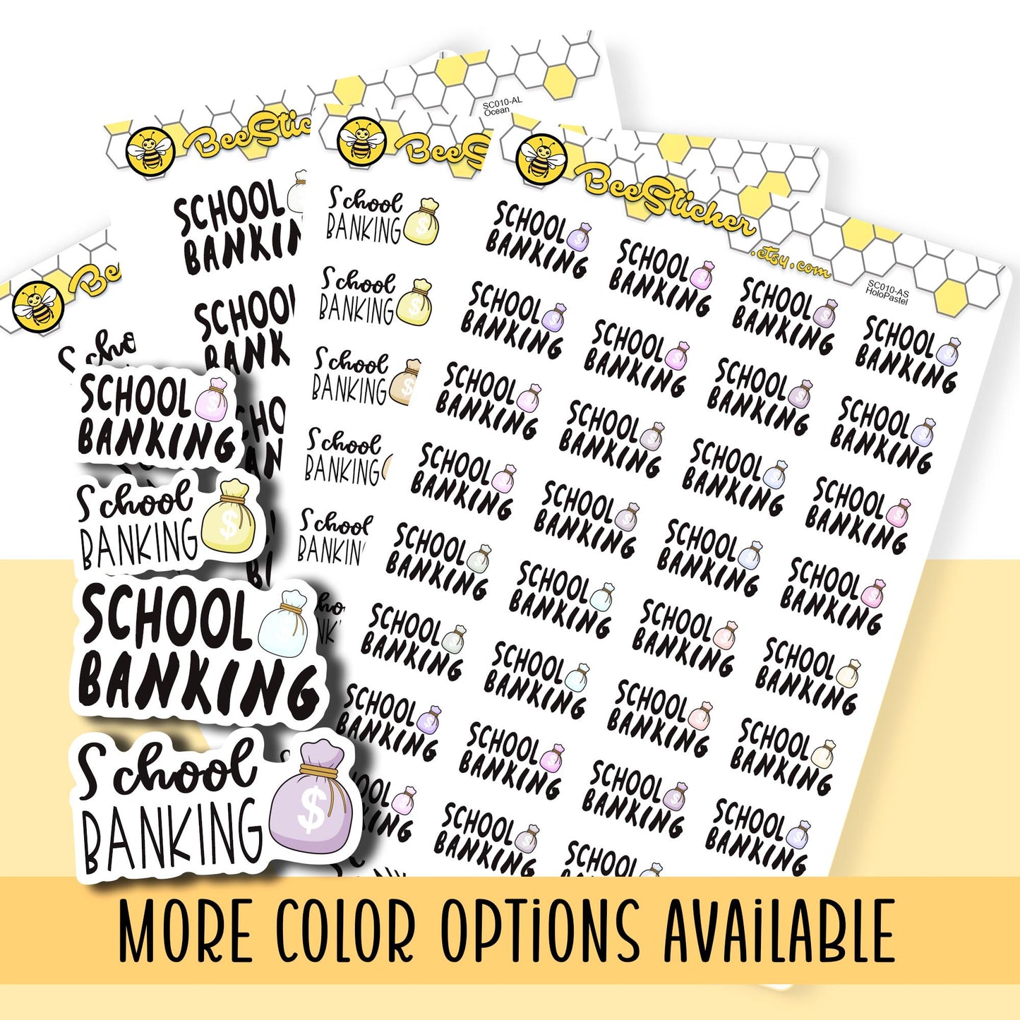School Banking Planner Stickers | Choose from 2 fonts and multiple colors | Planner Stickers |SC010
