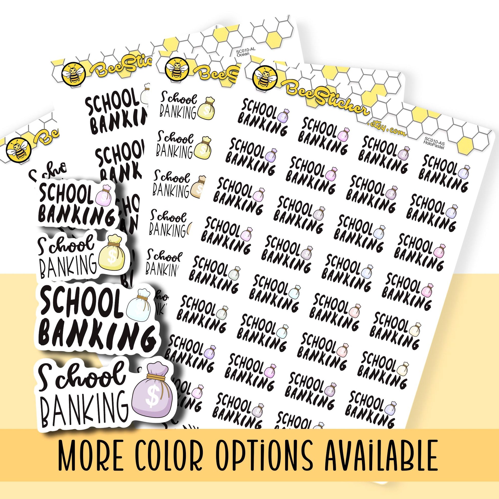 School Banking Planner Stickers | Choose from 2 fonts and multiple colors | Planner Stickers |SC010