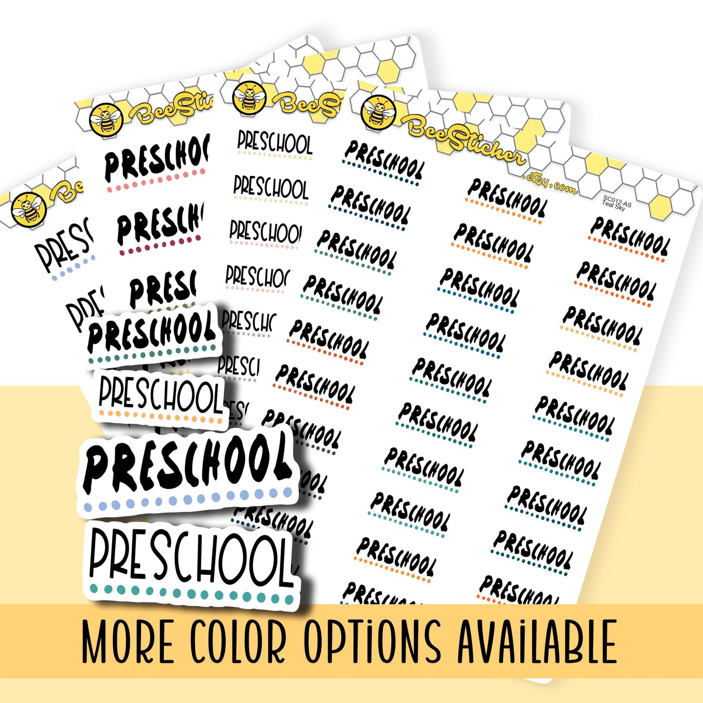 Preschool Planner Stickers | Choose from 2 fonts and multiple colors | Planner Stickers |SC012