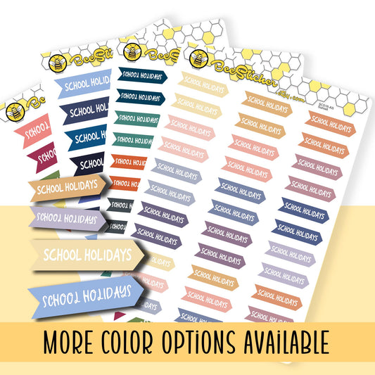 School Holidays Planner Stickers | Choose from 2 fonts and multiple colors | Planner Stickers |SC018