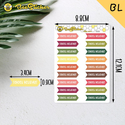 School Holidays Planner Stickers | Choose from 2 fonts and multiple colors | Planner Stickers |SC018