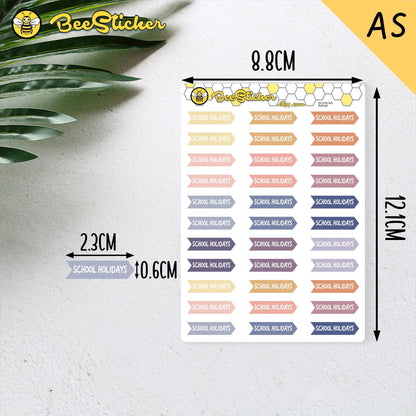 School Holidays Planner Stickers | Choose from 2 fonts and multiple colors | Planner Stickers |SC018
