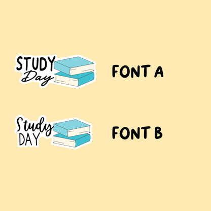 Study Day Planner Stickers | Choose from 2 fonts and multiple colors | Planner Stickers |SC019