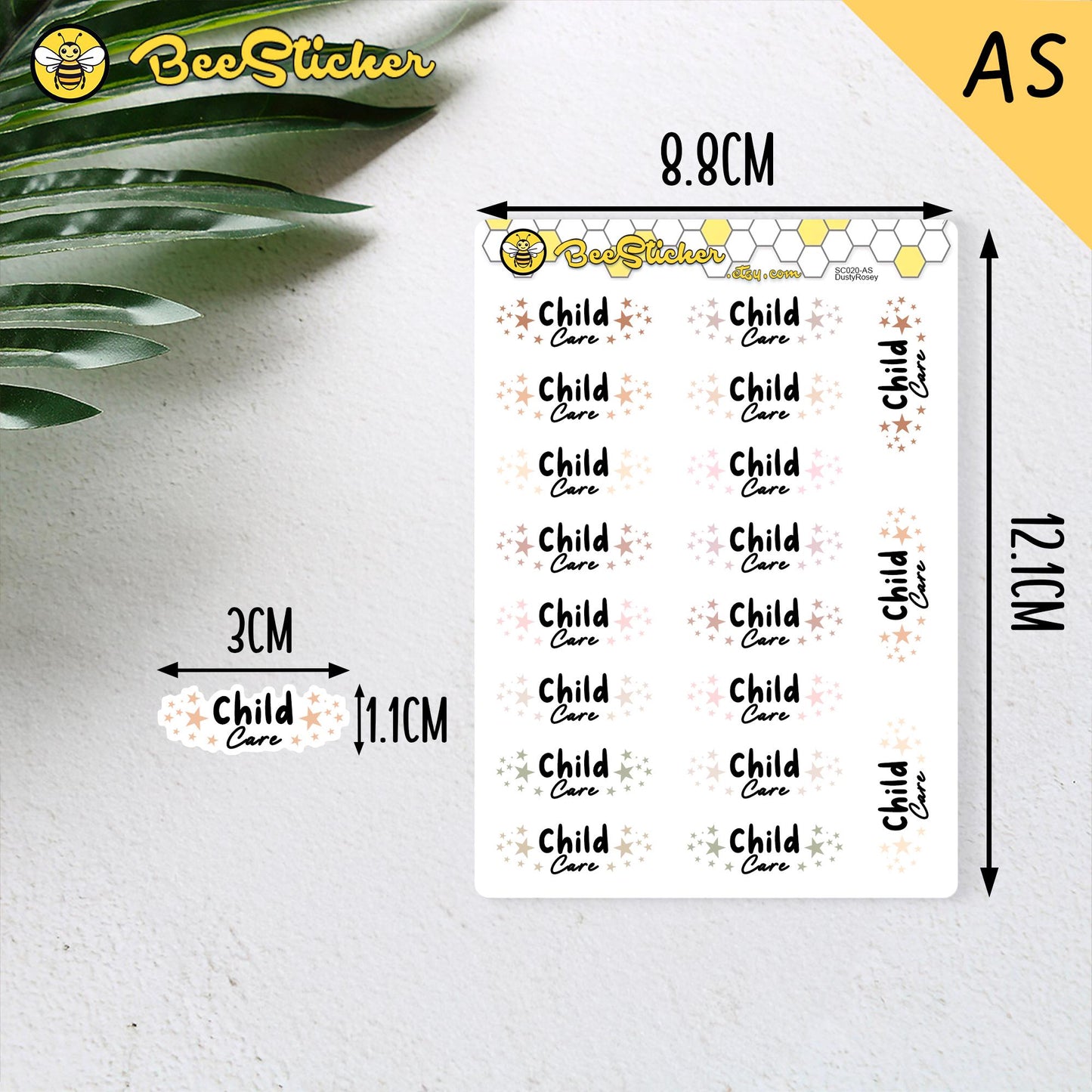 Child Care Planner Stickers | Choose from 2 fonts and multiple colors | Planner Stickers |SC020