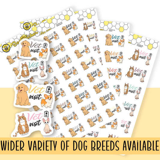 Vet Visit - Dog or Cat Planner Stickers | Choose from 2 shapes and multiple colors | Planner Stickers |PE004