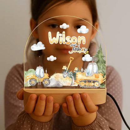Personalised Construction Truck Night Light for boys