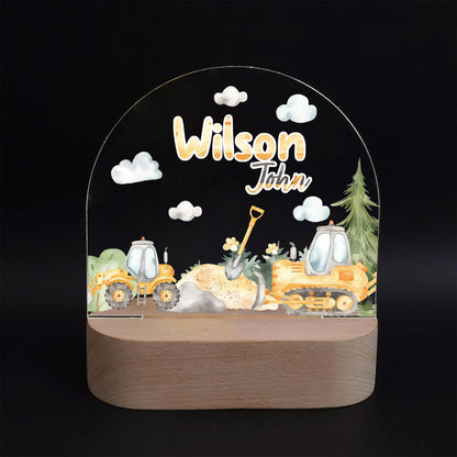 Personalised Construction Truck Night Light for boys