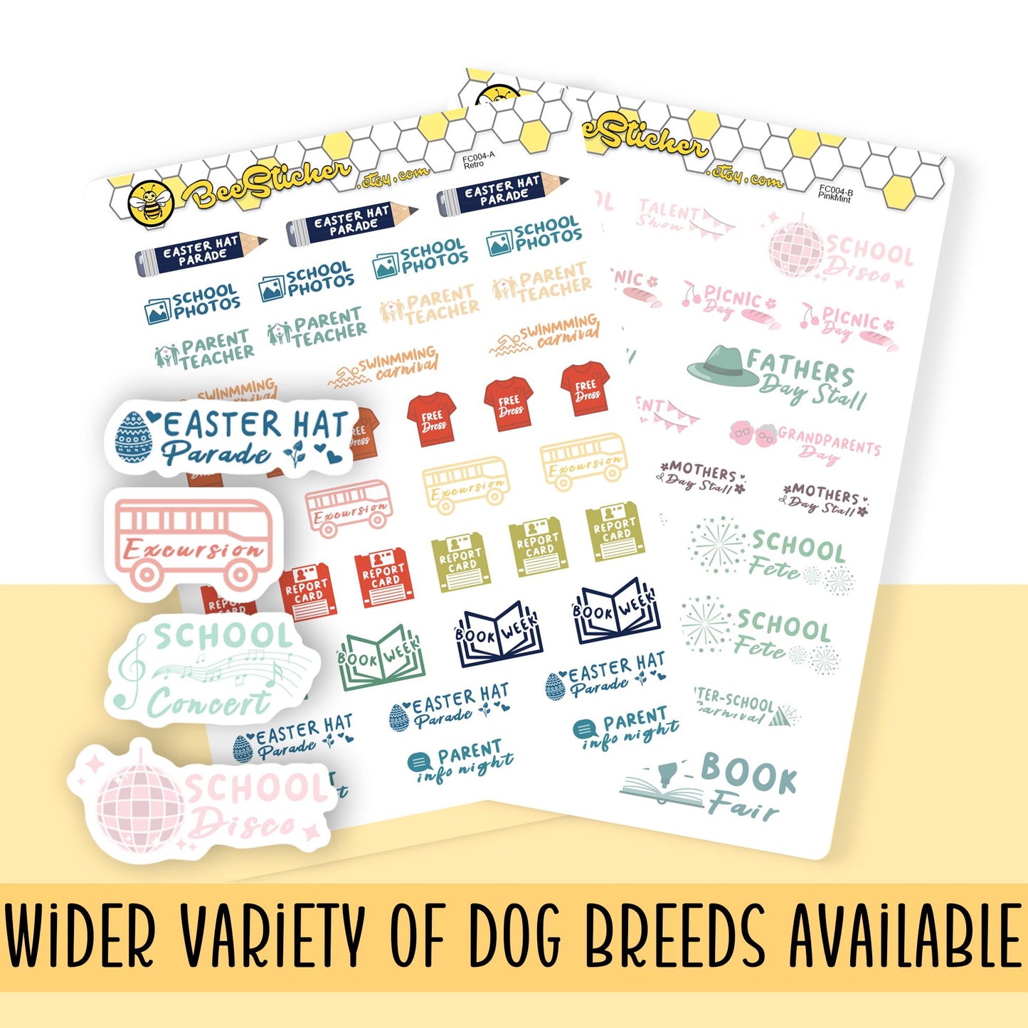 School Day Stickers  | Choose from multiple colors | Planner Stickers | FA004