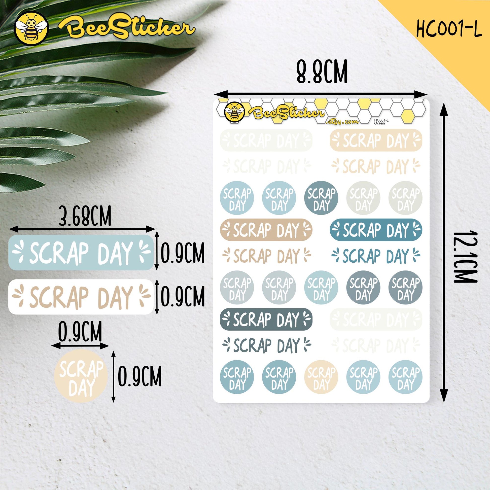 Scrap Day Stickers | Choose from multiple colors | Planner Stickers |HC001