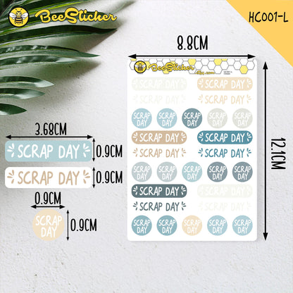 Scrap Day Stickers | Choose from multiple colors | Planner Stickers |HC001