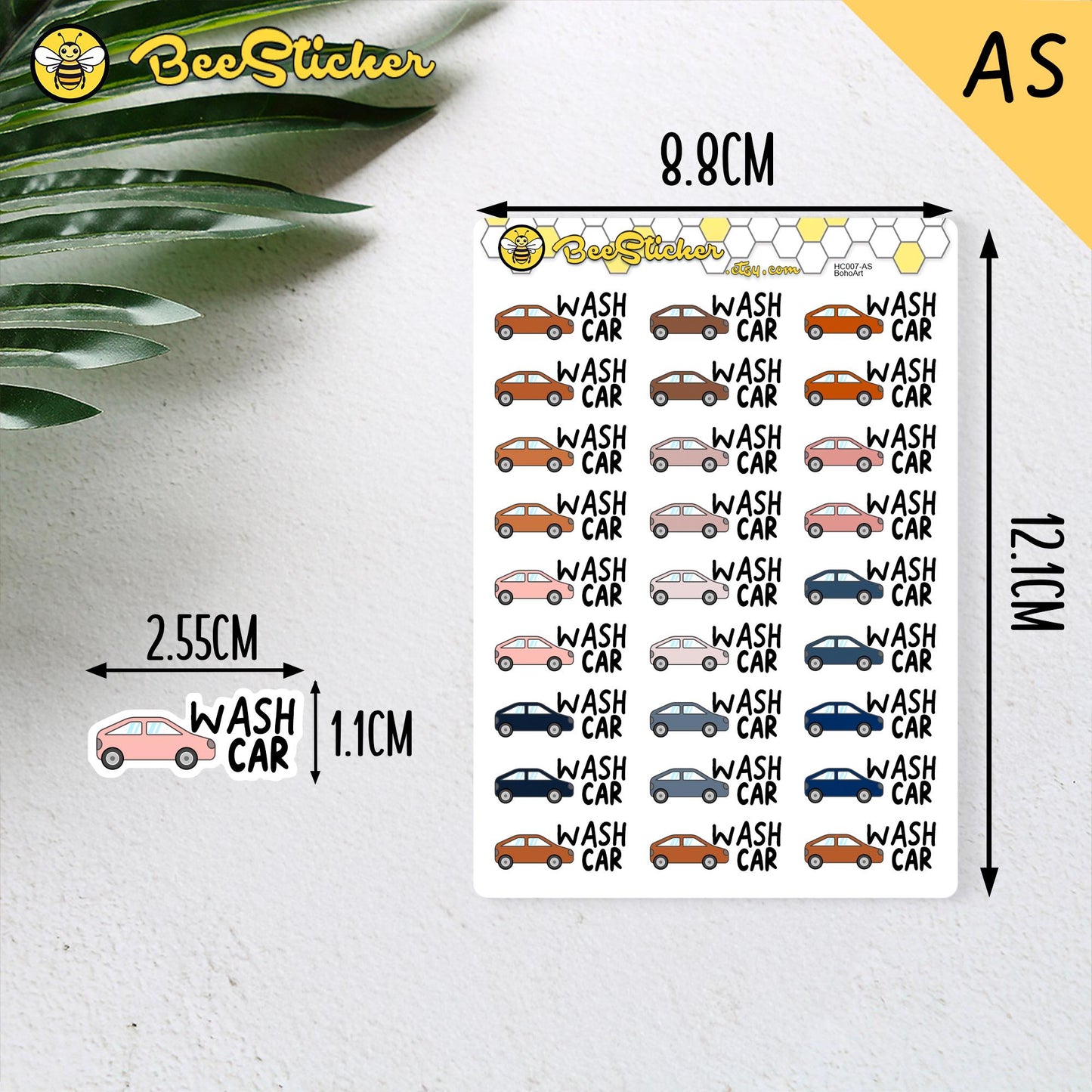Wash Car Planner Stickers | Choose from 2 fonts and multiple colors | Planner Stickers |HC007