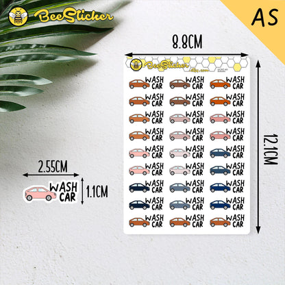 Wash Car Planner Stickers | Choose from 2 fonts and multiple colors | Planner Stickers |HC007